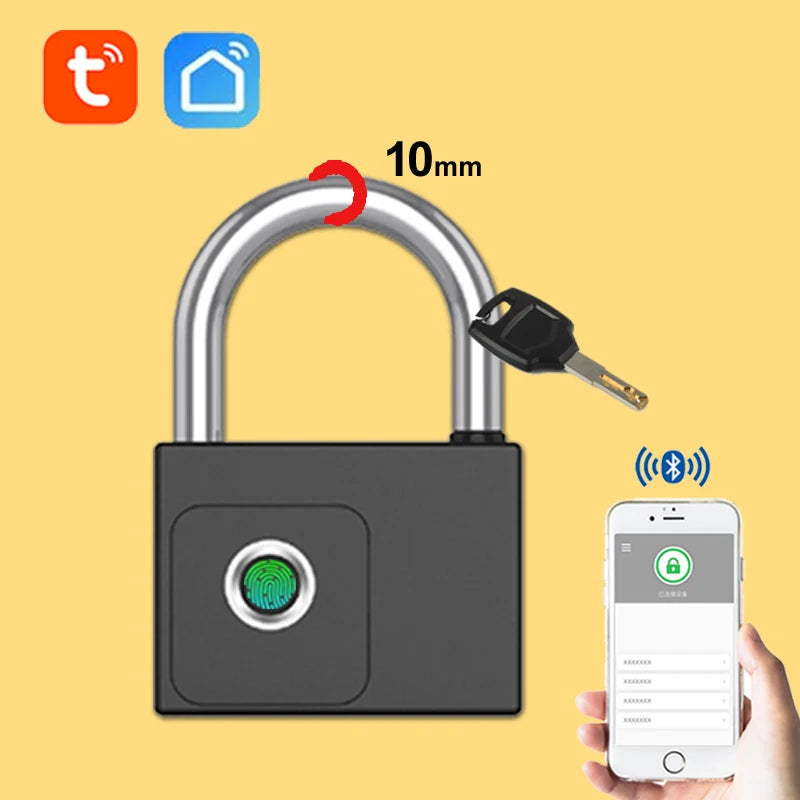 Candado inteligente con Huella y Bluetooth – Recargable, Resistente al Agua IP65, Ideal para Casa o Negocio