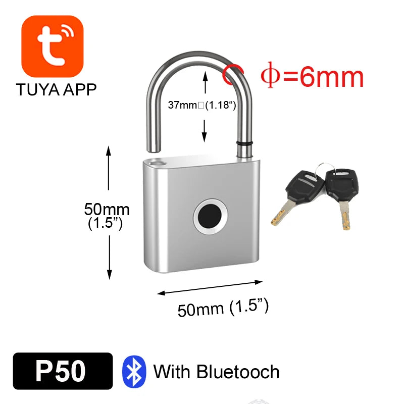 Candado inteligente con Huella y Bluetooth – Recargable, Resistente al Agua IP65, Ideal para Casa o Negocio