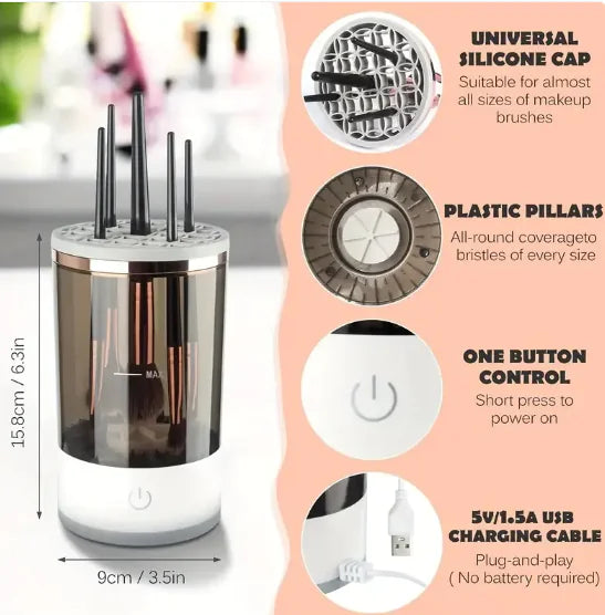 Limpiador Automático de Brochas de Maquillaje – Higiene Profesional en Segundos