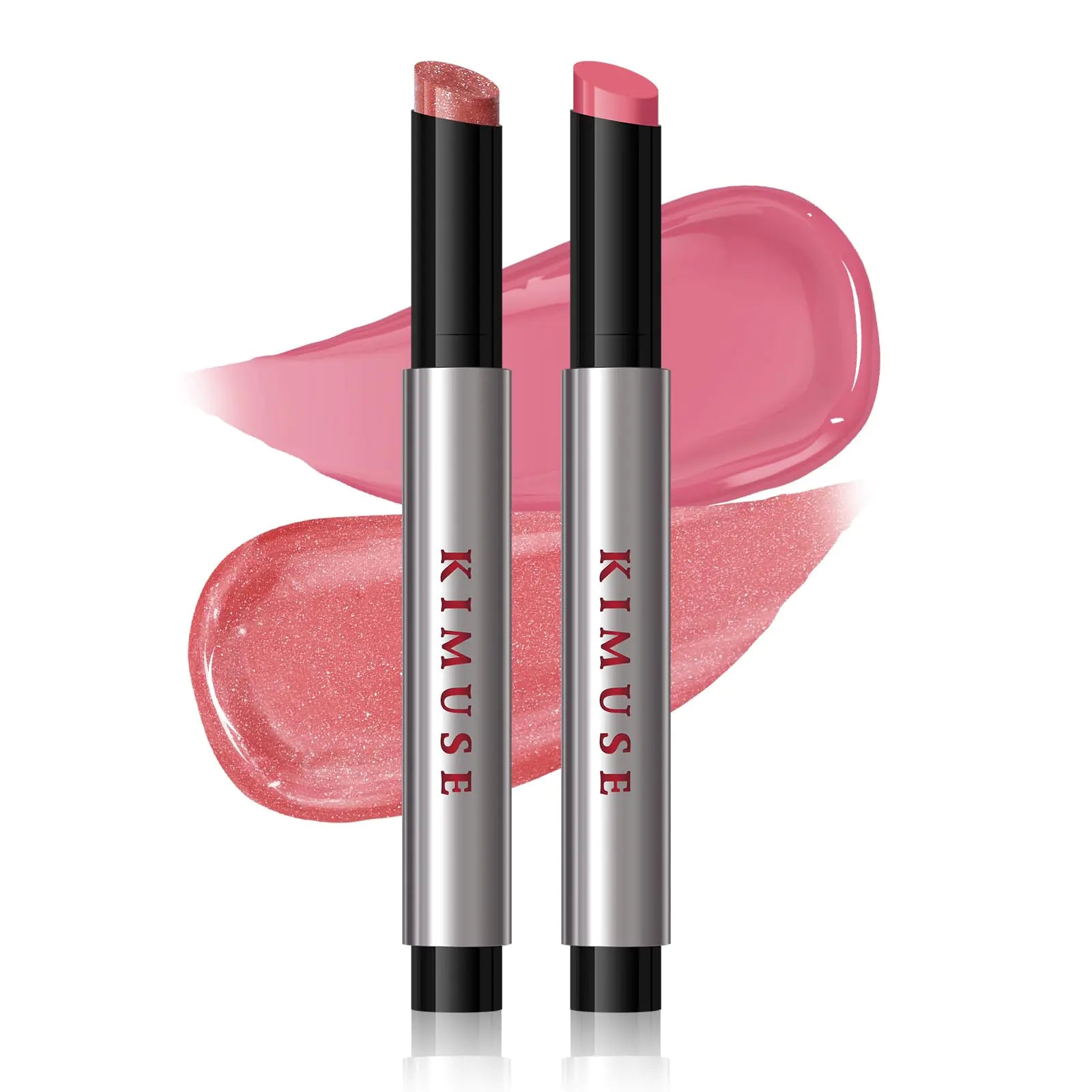 KIMUSE Lip Gloss Stick 2PCS Moisturizing Lip Gloss & Balm Non Sticky Lip Plumper Solid Lipstick Click Lip Balm Buildable Vegan & Cruelty - Free - Trival