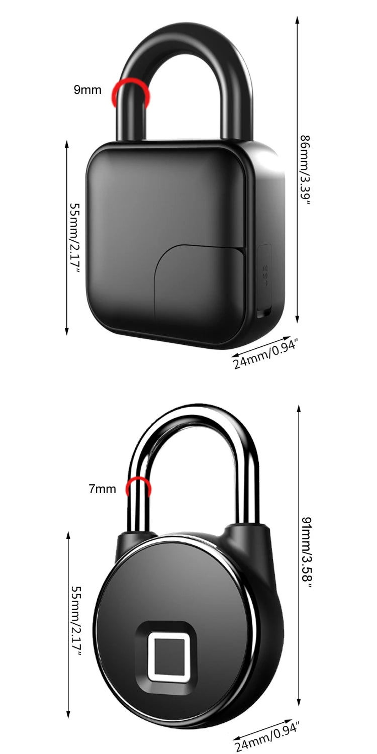 Candado inteligente con Huella y Bluetooth – Recargable, Resistente al Agua IP65, Ideal para Casa o Negocio