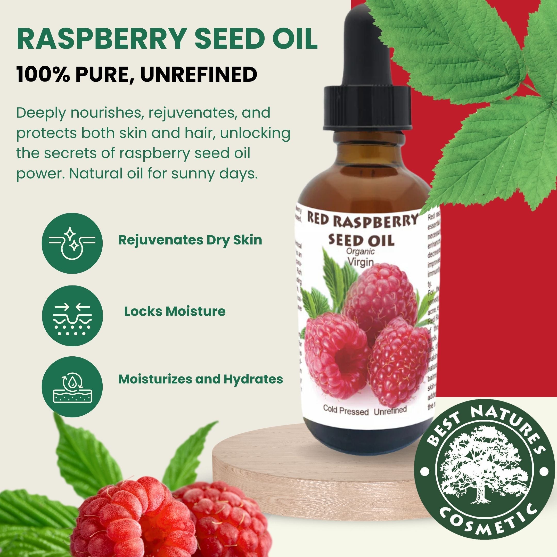 Red Raspberry Seed Oil (Organic, cold pressed, unrefined)