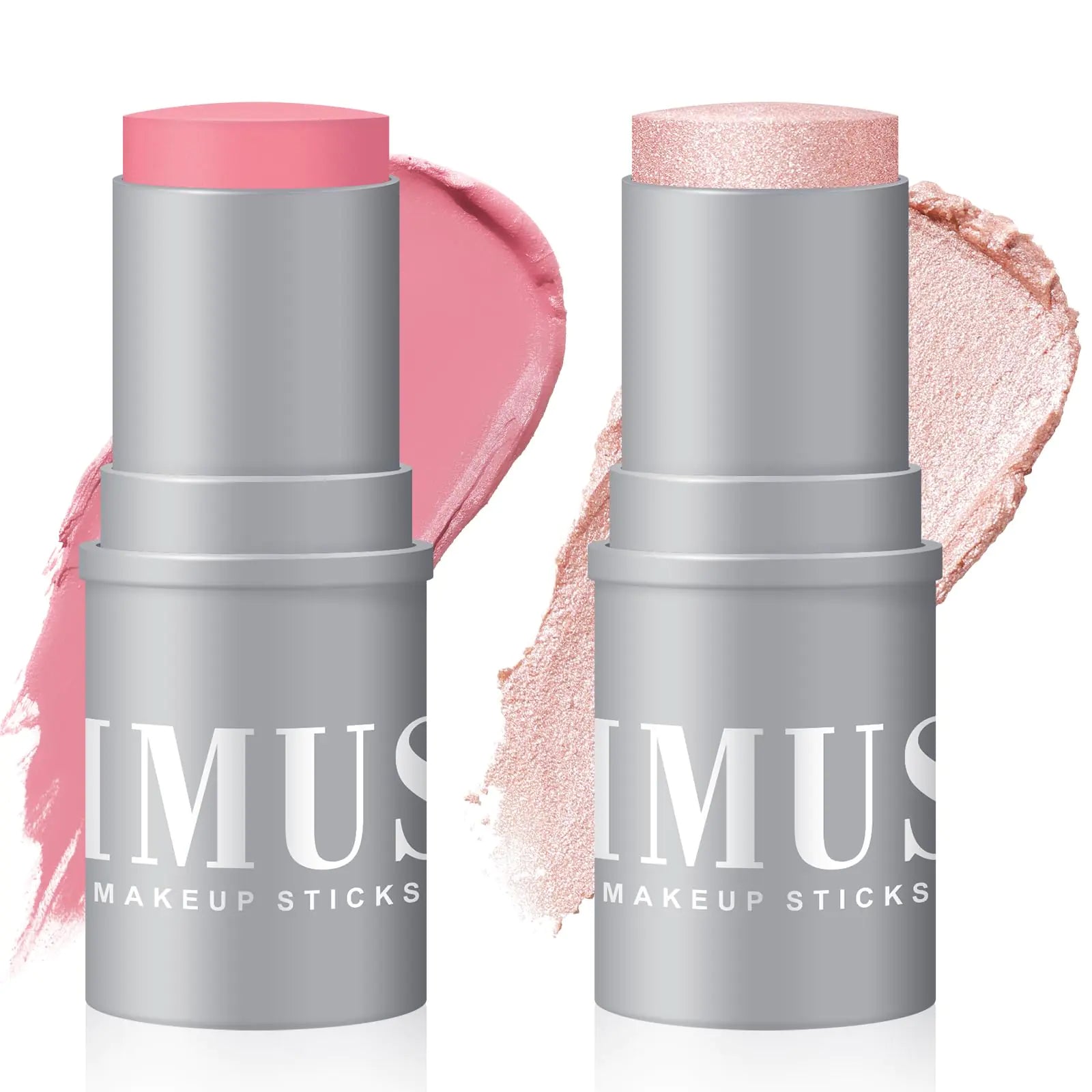 KIMUSE Highlighter Makeup Stick Duo Cream Blush Stick Highlighter Trimming Stick Creamy High Pigmented Long Lasting Vegan Face Make Up Sticks - Trival